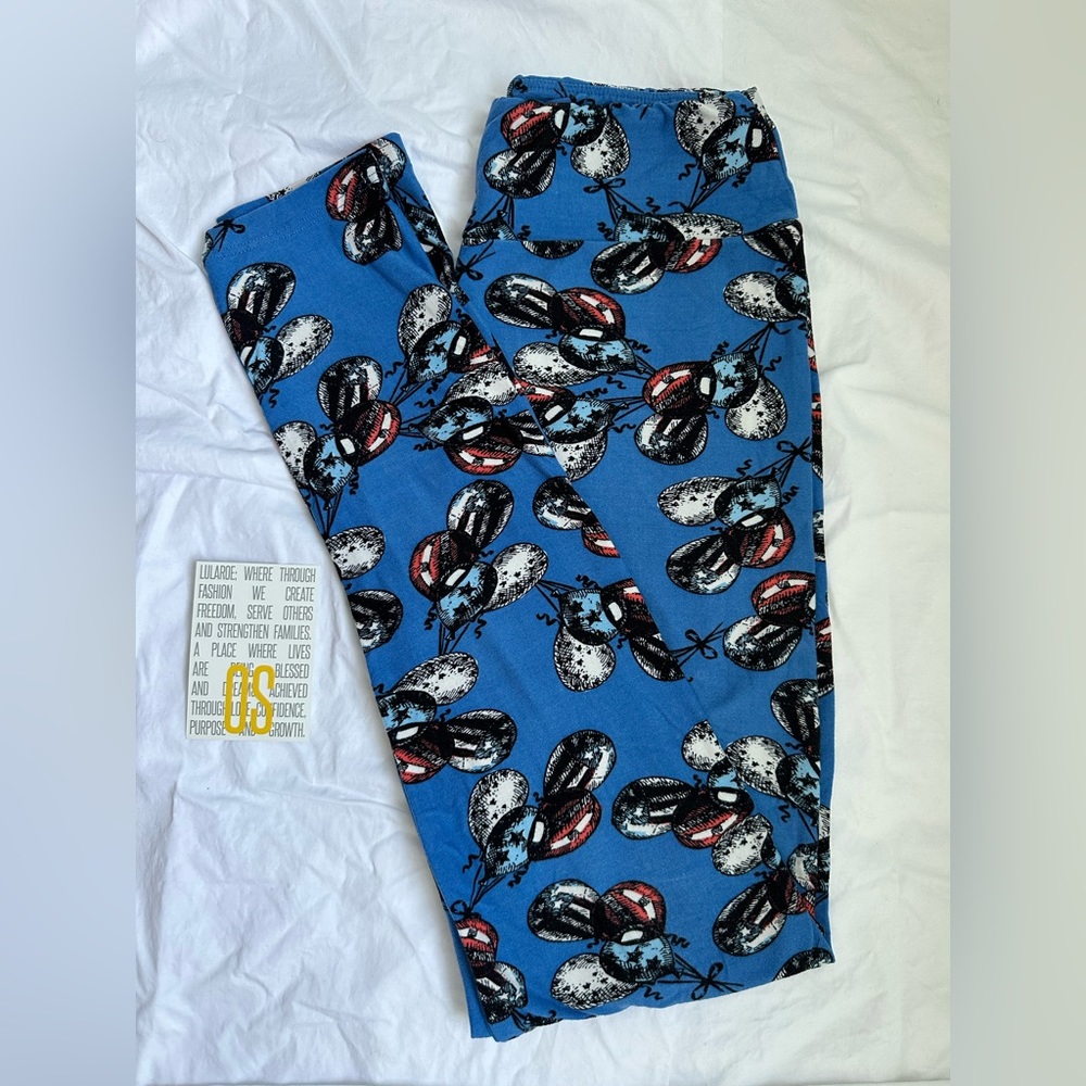LuLaRoe One Size Leggings - Blue With Balloons